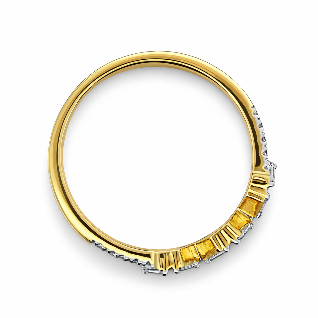 14k Yellow Gold Double Stack W/Bgt & Rd Dia. Ring Size 7 - Fine Jewelry | Bust Down & Co