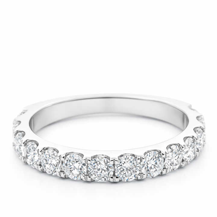 Anillo de moda de oro blanco de 14k con hilera de diamantes de 1,49 ct, talla 7