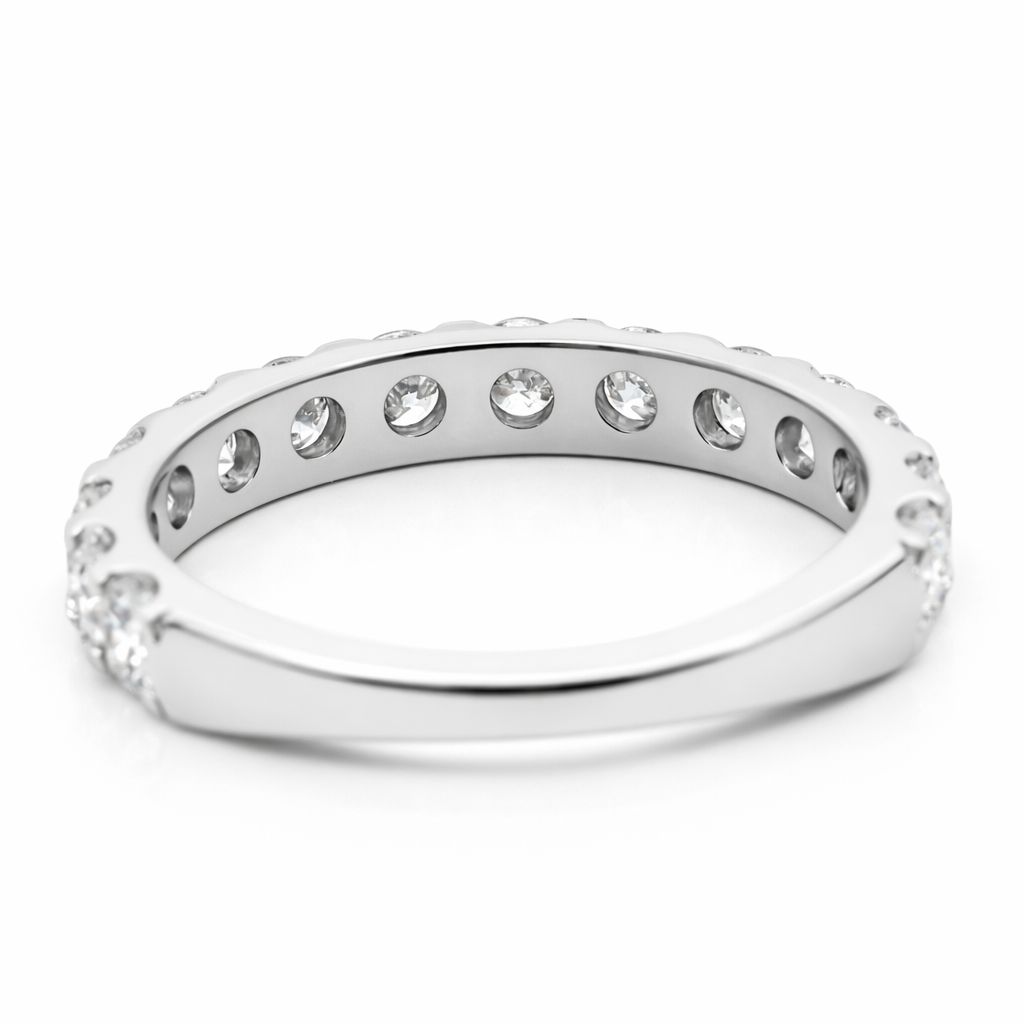 14k White Gold Single Row Dia. Ring Size 7 View 3 - Fine Jewelry | Bust Down & Co