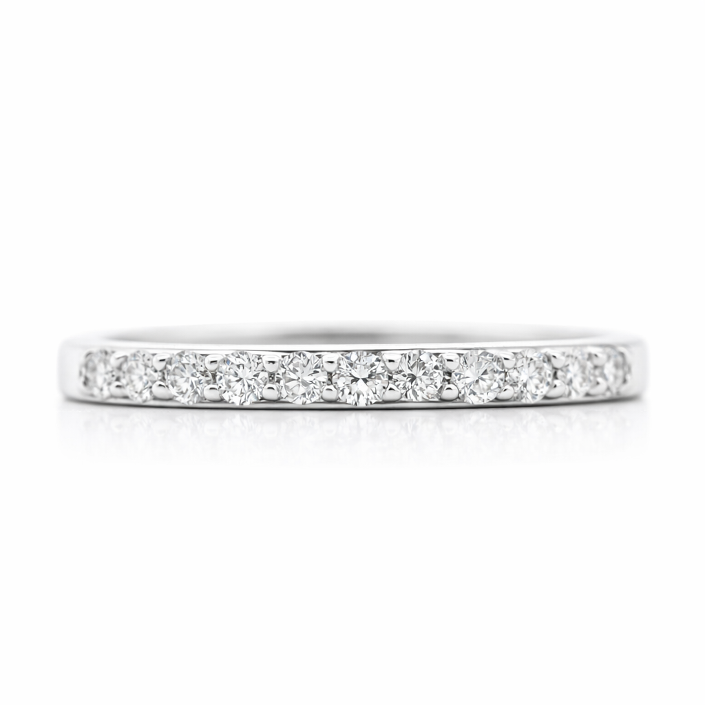 14k White Gold Single Row Dia. Ring Size 7 - Fine Jewelry | Bust Down & Co