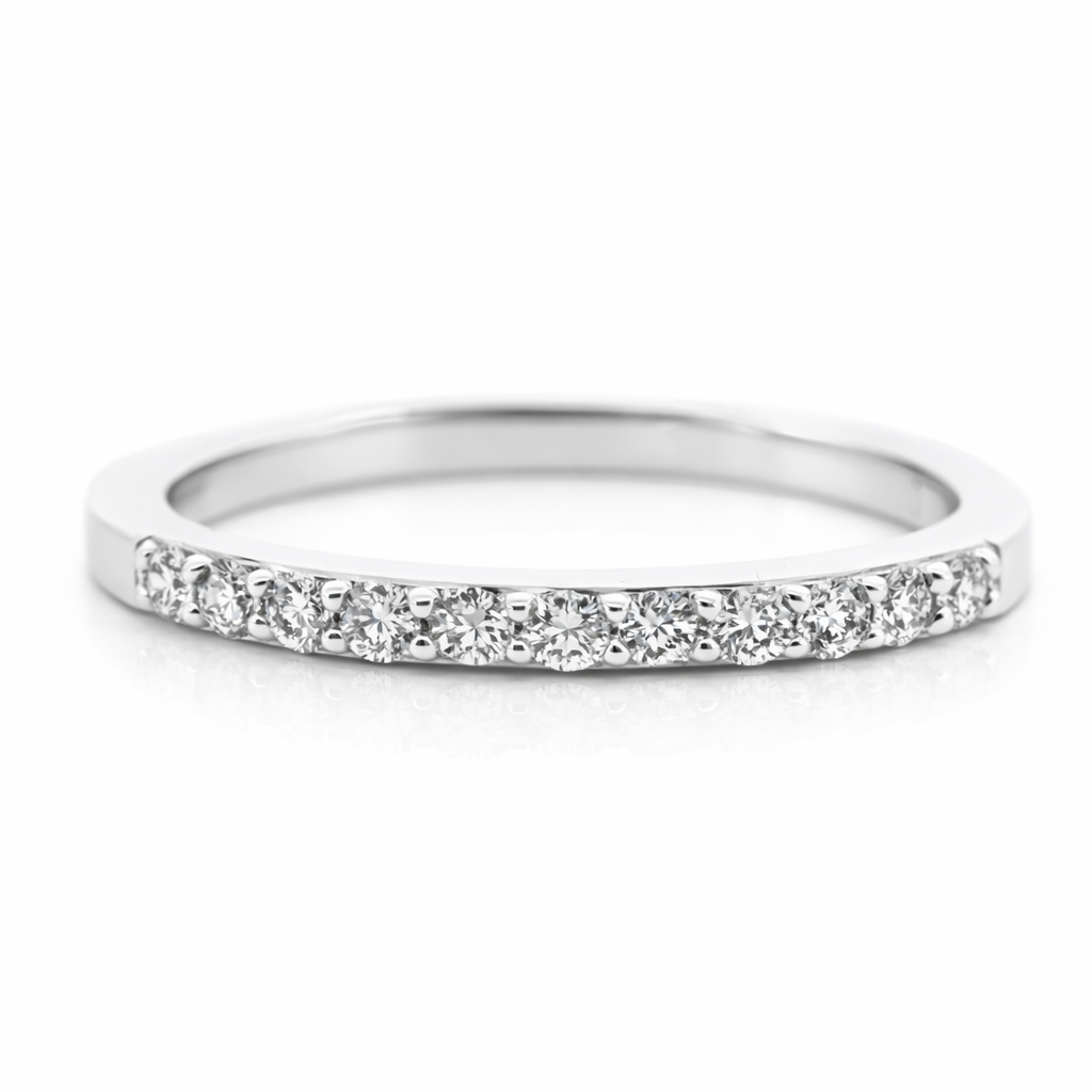 14k White Gold Single Row Dia. Ring Size 7 - Fine Jewelry | Bust Down & Co