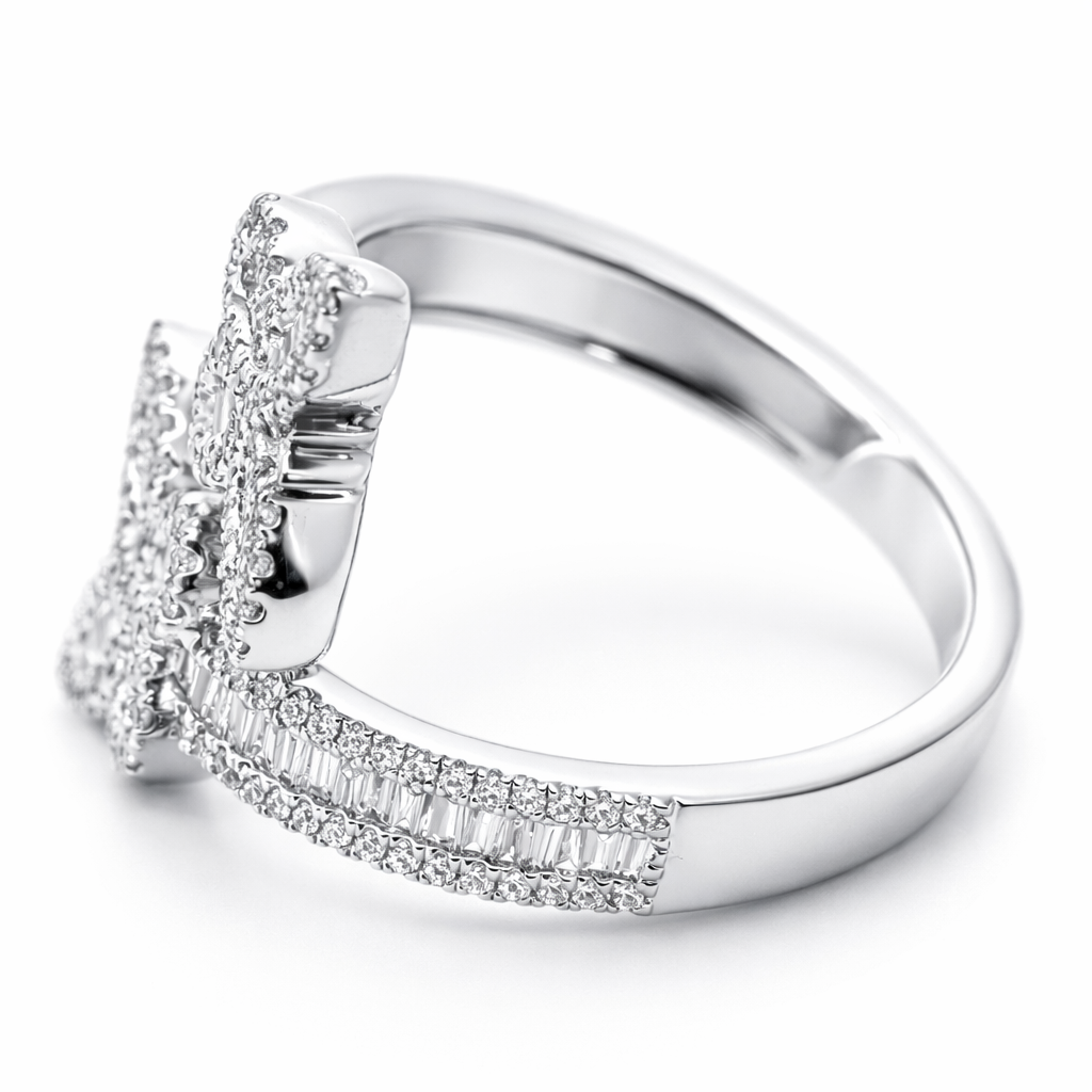 10k White Gold Butterfly End Dia. Ring Size 6.75 View 3 - Fine Jewelry | Bust Down & Co