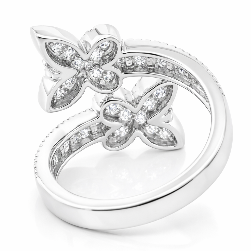 10k White Gold Butterfly End Dia. Ring Size 6.75 View 4 - Fine Jewelry | Bust Down & Co
