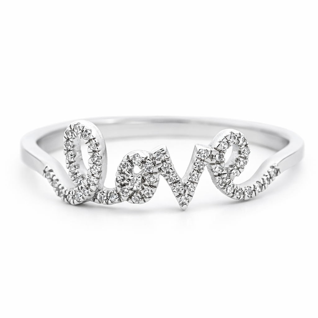14k White Gold Love Dia. Ring Size 8 - Fine Jewelry | Bust Down & Co