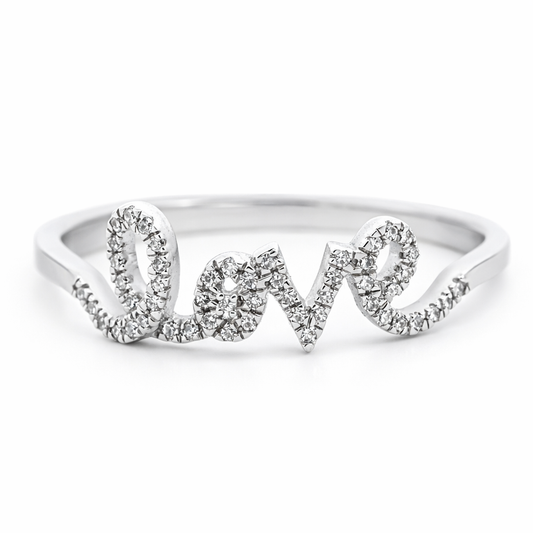14k White Gold Love Dia. Ring Size 8 - Fine Jewelry | Bust Down & Co