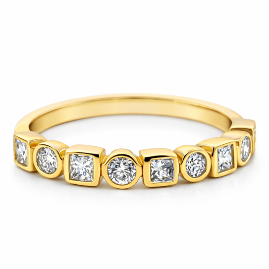 14k Yellow Gold Rd & Princess Dia. Ring Size 7 - Fine Jewelry | Bust Down & Co