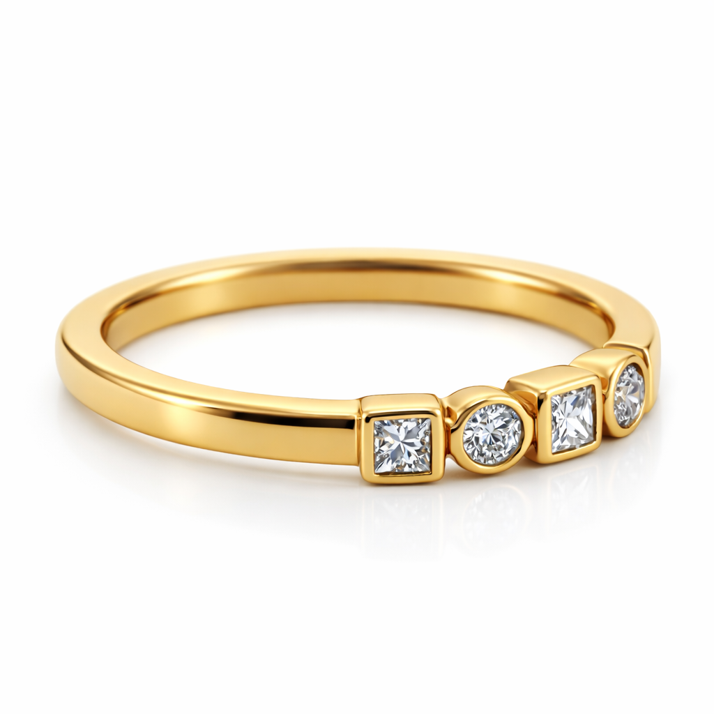 14k Yellow Gold Rd & Princess Dia. Ring Size 7 - Fine Jewelry | Bust Down & Co