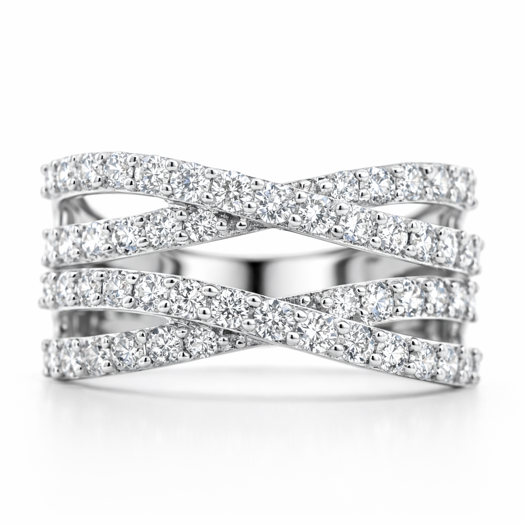 10k White Gold Double Stack W/Rd Dia. Ring Size 7 - Fine Jewelry | Bust Down & Co