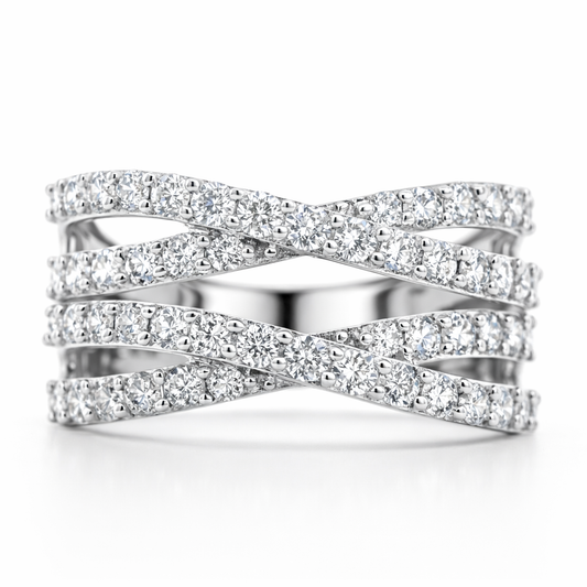 10k White Gold Double Stack W/Rd Dia. Ring Size 7 - Fine Jewelry | Bust Down & Co