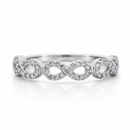 14K White Gold 0.25ct Diamond Infinity Ring - Size 7