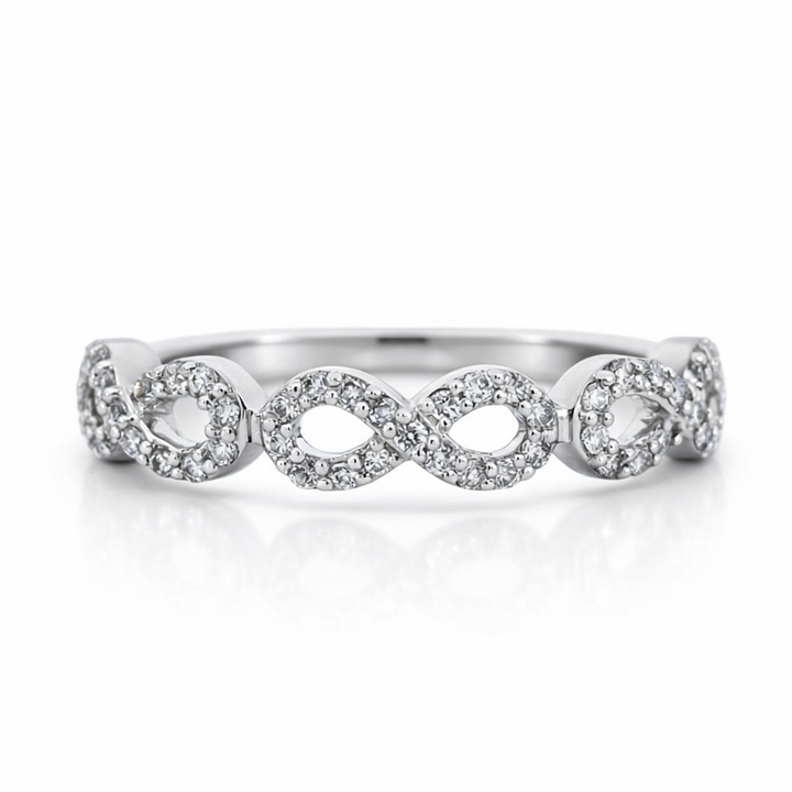 Anillo infinito de oro blanco de 14K con diamante de 0,25 ct - Talla 7