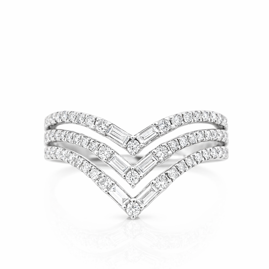 14K White Gold 0.50ct Diamond Pointed End Fashion Ring