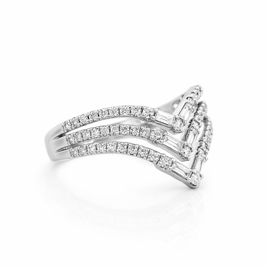 14k White Gold Pointed End Dia. Ring Size 7 - Fine Jewelry | Bust Down & Co
