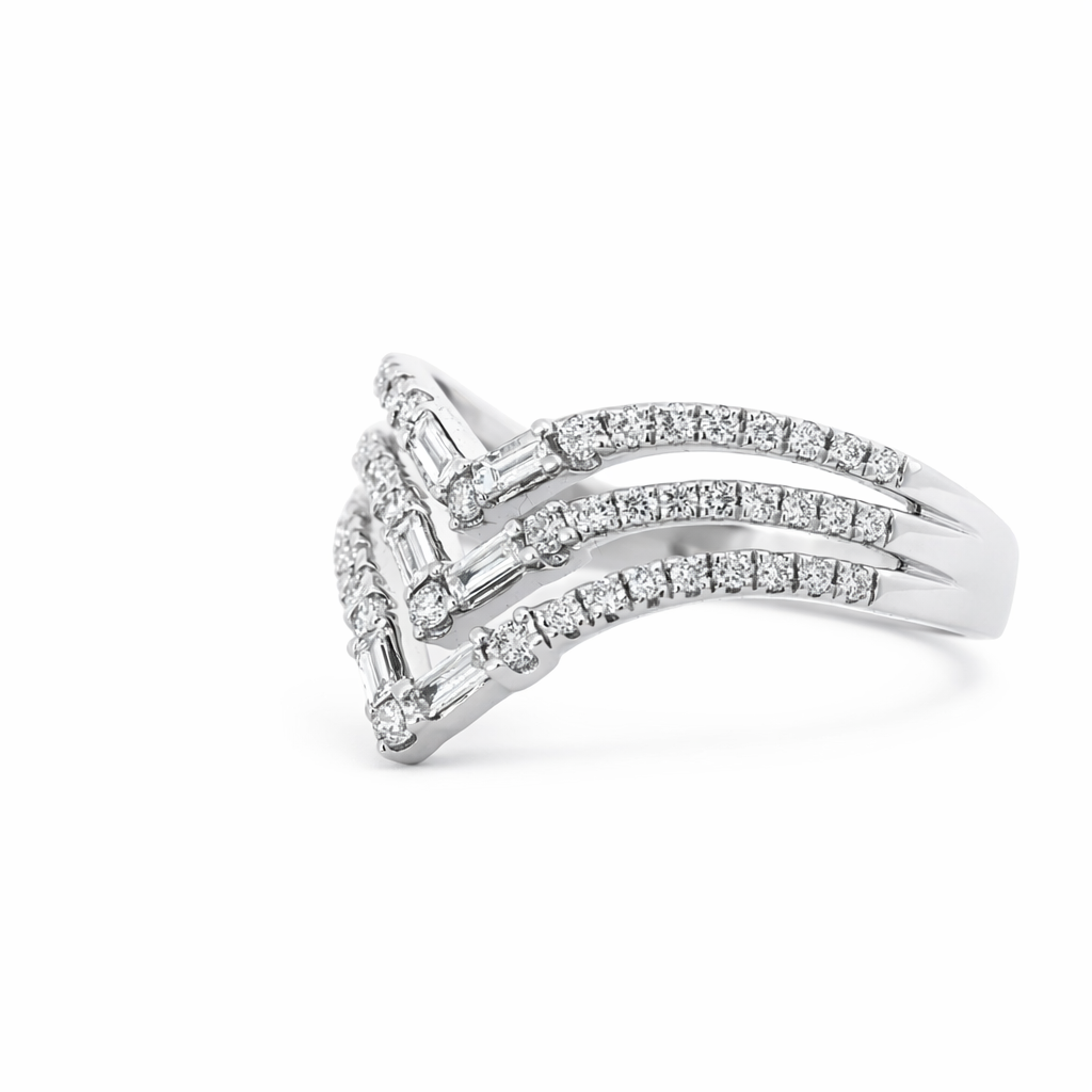 14k White Gold Pointed End Dia. Ring Size 7 - Fine Jewelry | Bust Down & Co