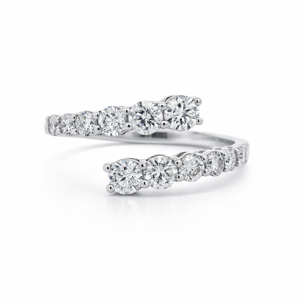 14K White Gold 0.99ct Diamond Open End Pave Fashion Ring