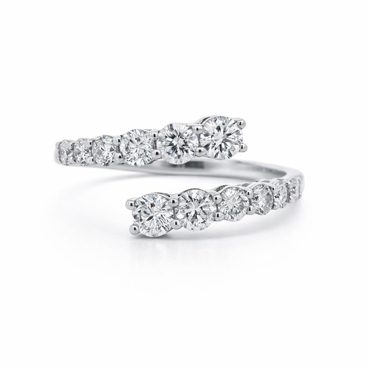 14K White Gold 0.99ct Diamond Open End Pave Fashion Ring