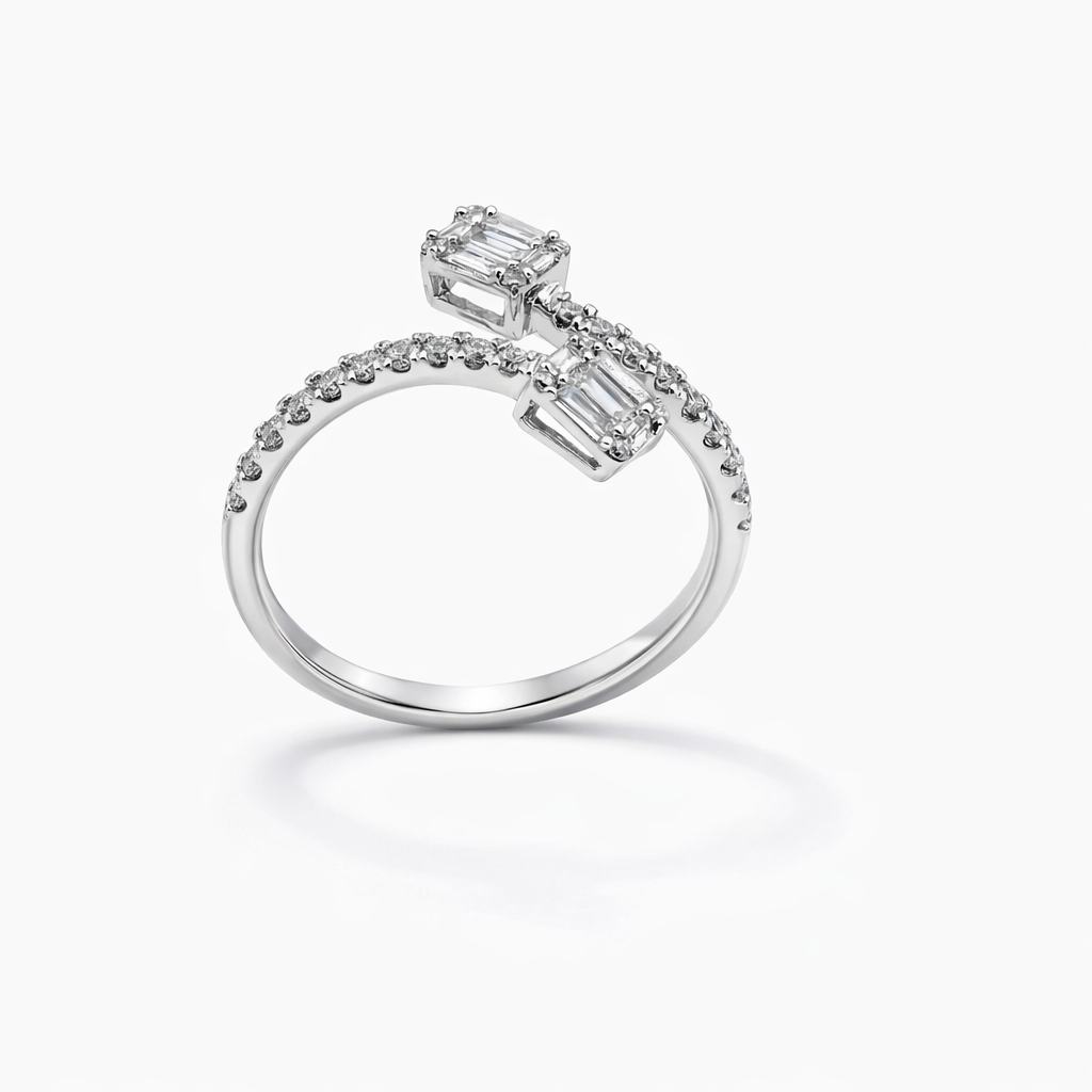 14k White Gold Open End Bgt Dia. Ring Size 7.5 - Fine Jewelry | Bust Down & Co