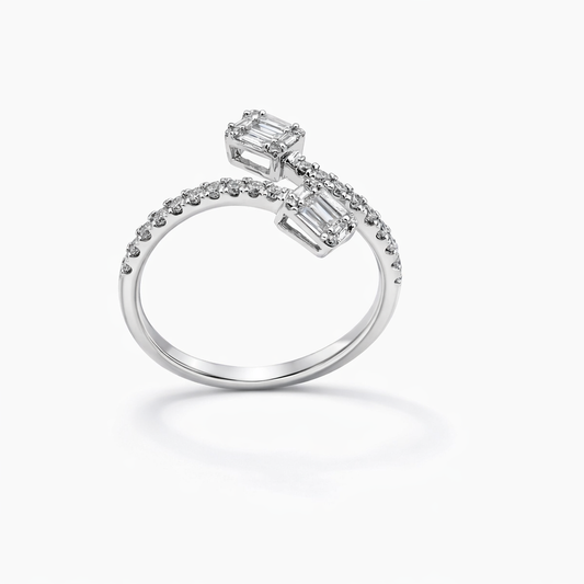 14k White Gold Open End Bgt Dia. Ring Size 7.5 - Fine Jewelry | Bust Down & Co