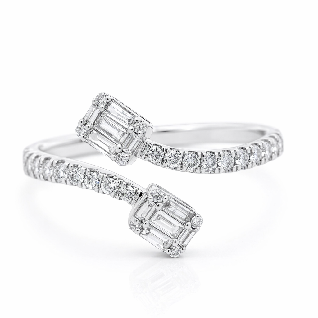 14K White Gold 0.49ct Diamond Open End Pave Fashion Ring