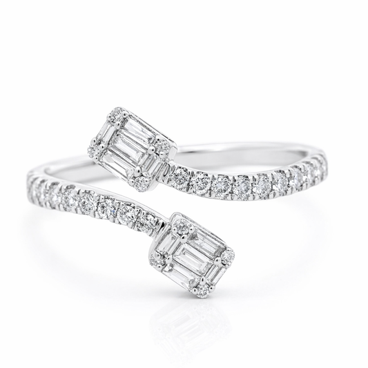 14K White Gold 0.49ct Diamond Open End Pave Fashion Ring