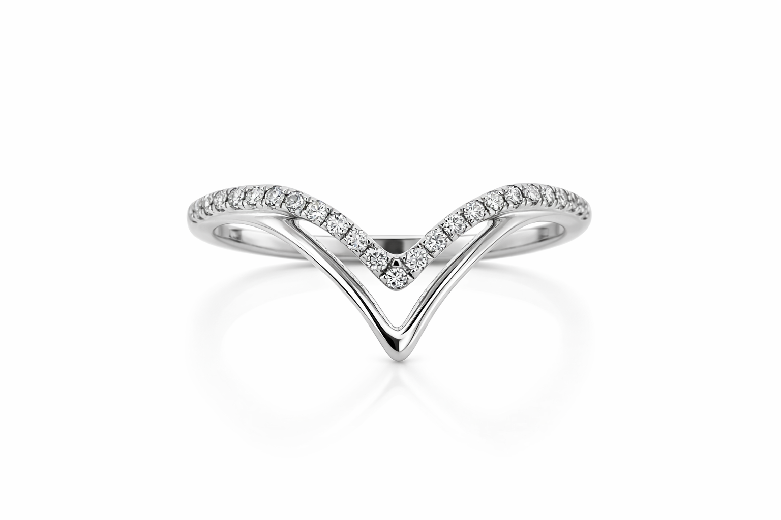 14K White Gold 0.50ct Diamond Pointed End Ring - Size 7