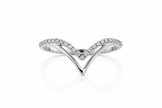 14K White Gold 0.50ct Diamond Pointed End Ring - Size 7