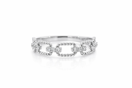 Gucci Link Diamond Fashion Ring in 14K White Gold - 0.14ct