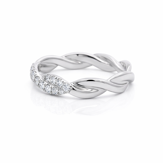 14k White Gold Rope Style Dia. Ring Size 6.75 - Fine Jewelry | Bust Down & Co