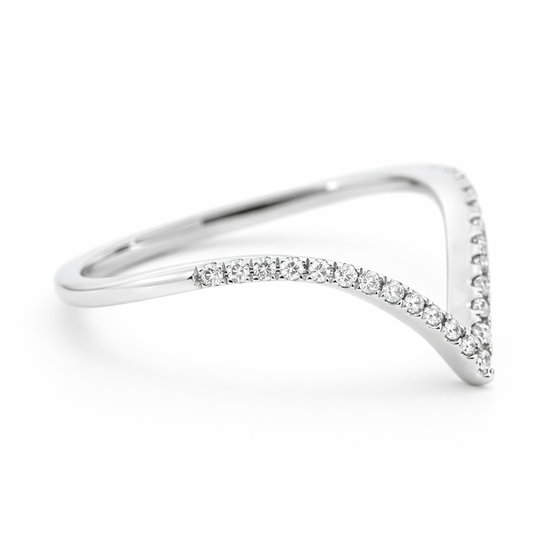 14k White Gold Pointed End Ring Size 6.5 View 2 - Fine Jewelry | Bust Down & Co