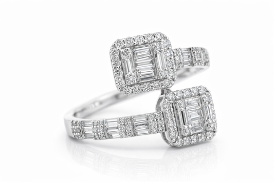 1.19ct Diamond Open Cuff Ring in 14K White Gold - Size 7