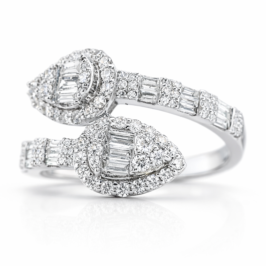 14k White Gold Open End Cuff Dia. Ring Size 7 - Fine Jewelry | Bust Down & Co