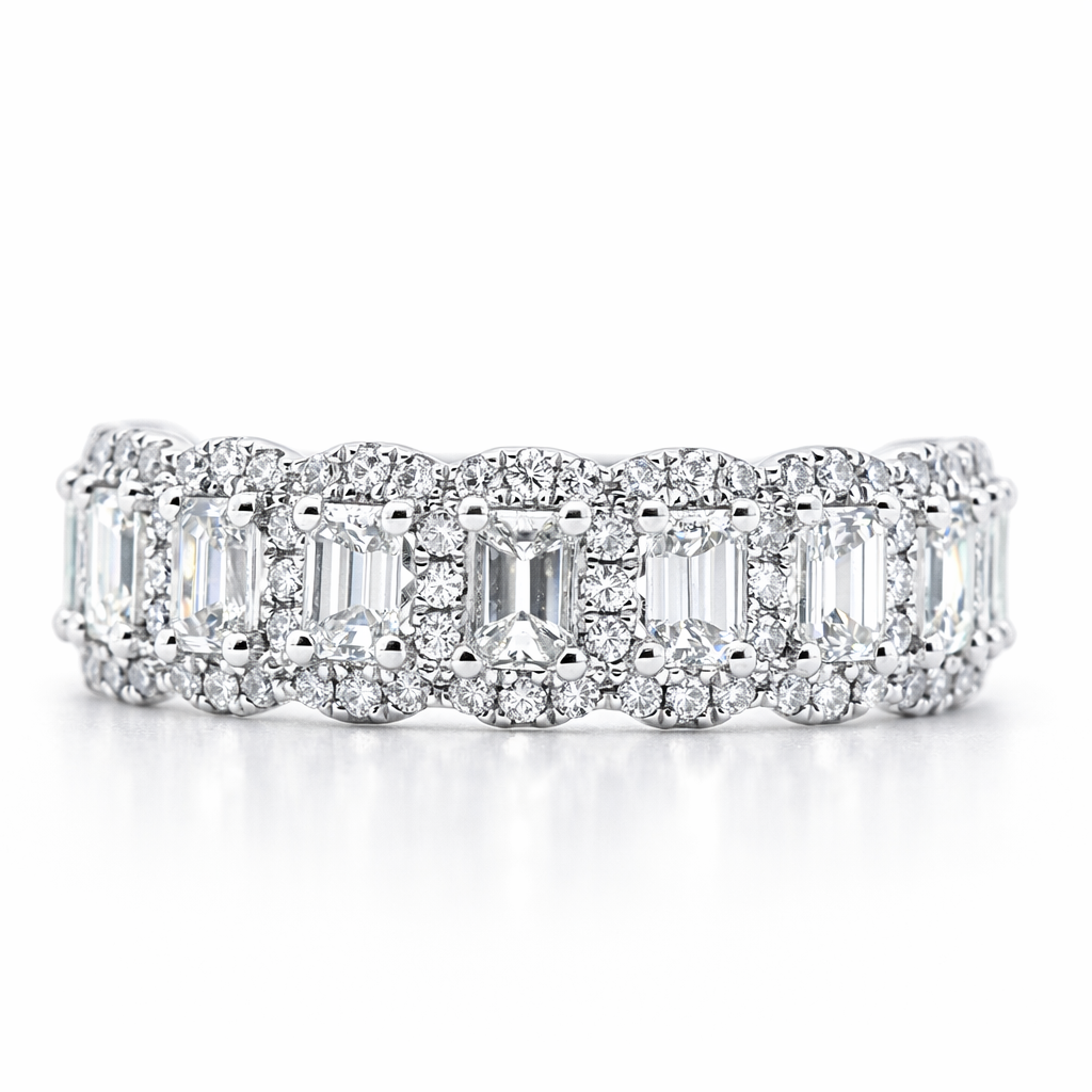 14k White Gold Bgt & Rd Dia. Ring Size 6.25 - Fine Jewelry | Bust Down & Co