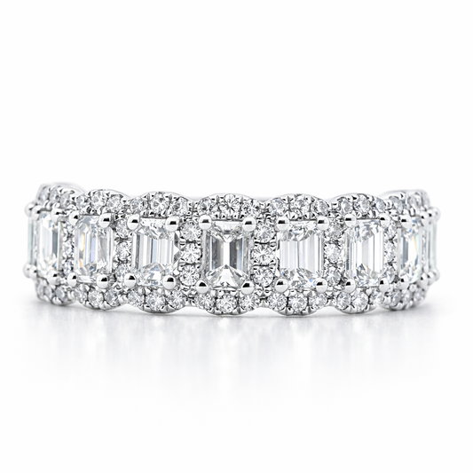 14k White Gold Bgt & Rd Dia. Ring Size 6.25 - Fine Jewelry | Bust Down & Co