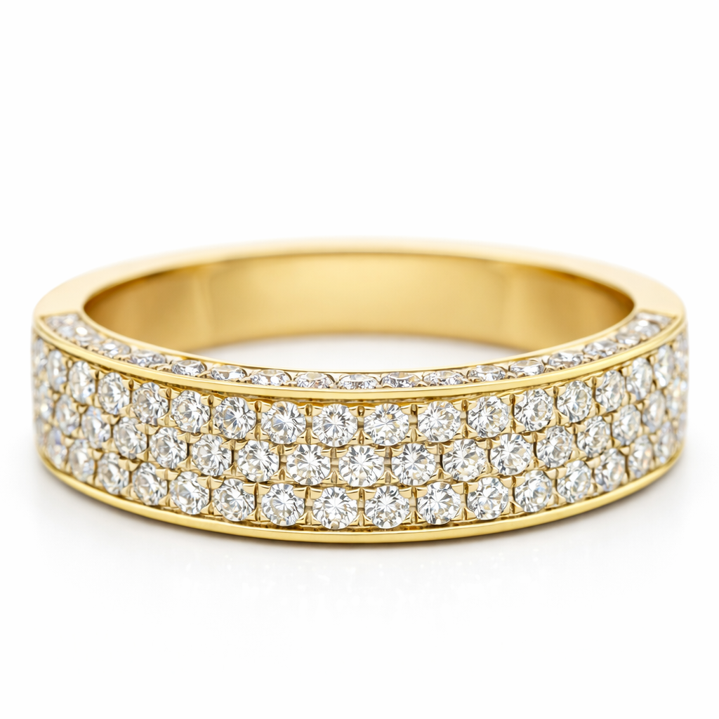 14k Yellow Gold Half Way Dia. Ring Ring Size 7.25 View 2 - Fine Jewelry | Bust Down & Co