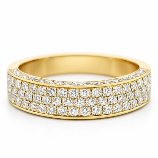 14k Yellow Gold Half Way Dia. Ring Ring Size 7.25 View 2 - Fine Jewelry | Bust Down & Co