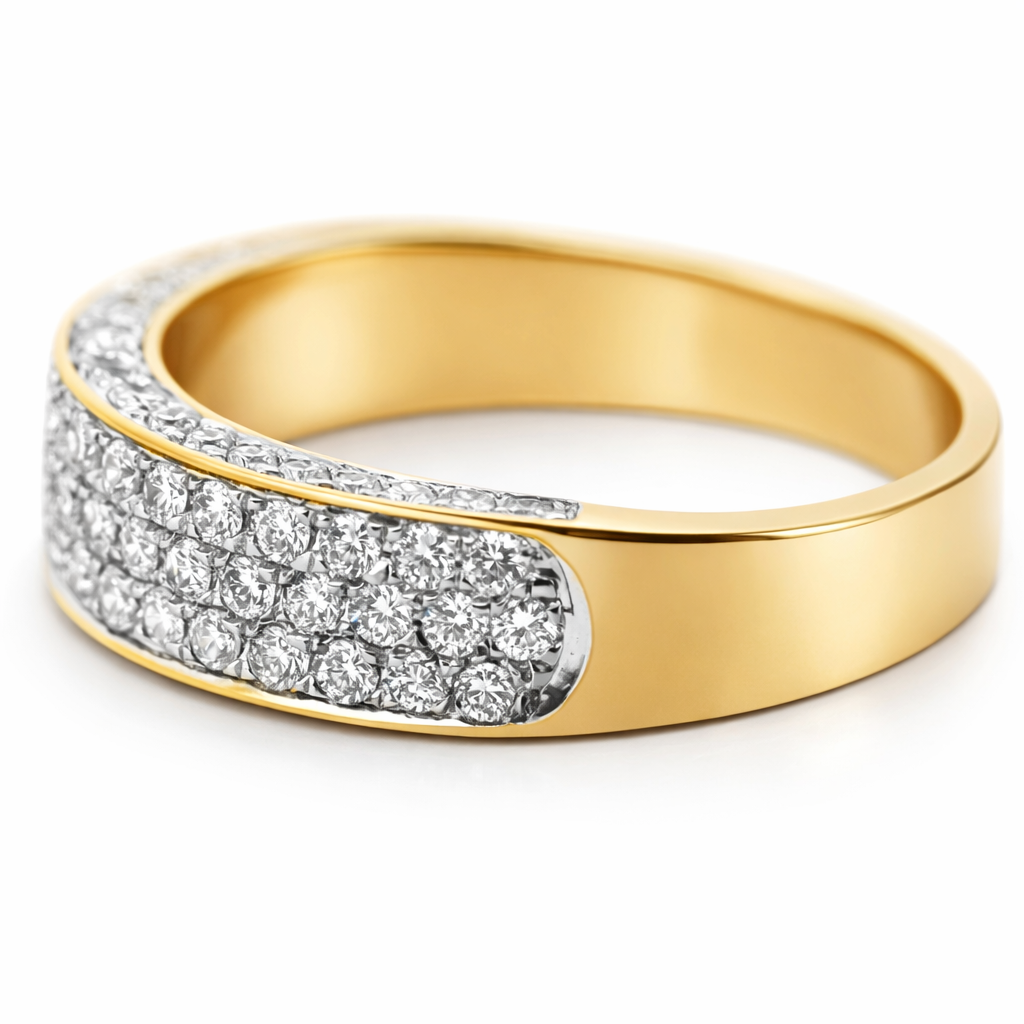 14k Yellow Gold Half Way Dia. Ring Ring Size 7.25 View 4 - Fine Jewelry | Bust Down & Co