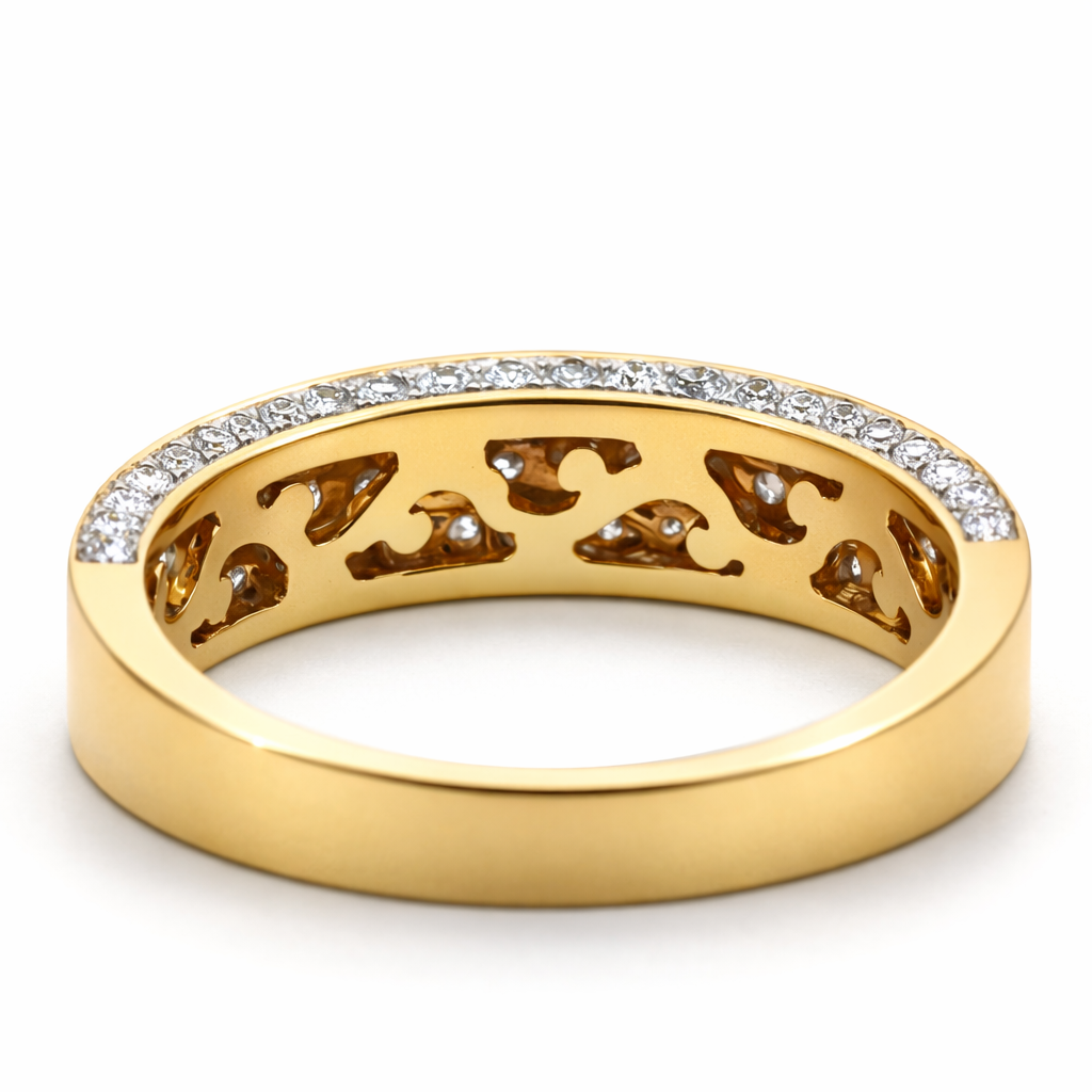 14k Yellow Gold Half Way Dia. Ring Ring Size 7.25 View 5 - Fine Jewelry | Bust Down & Co