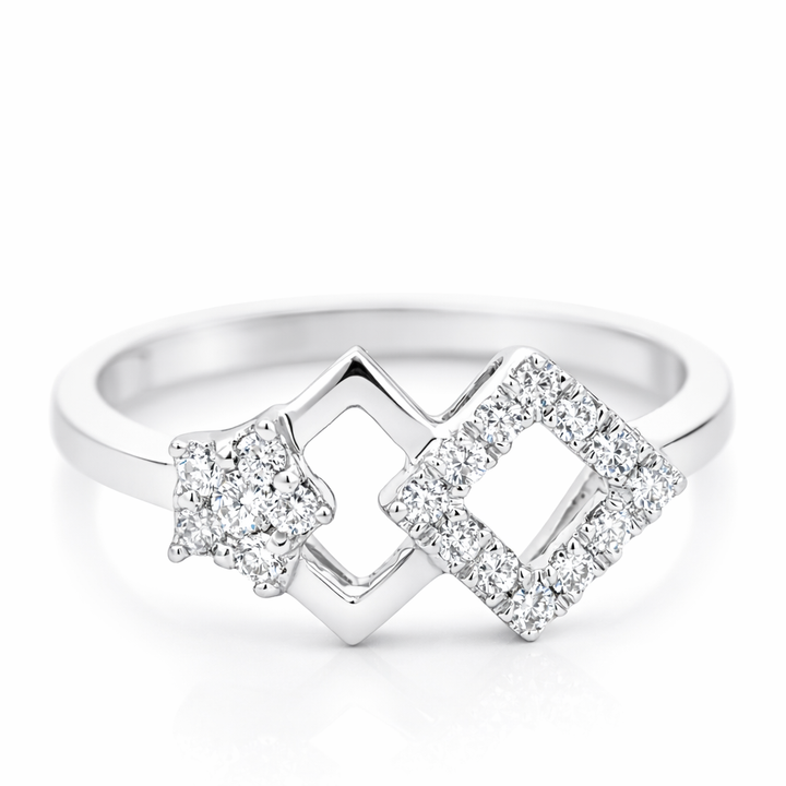 Anillo de oro blanco de 18k con diamantes de 0,24ct para mujer, talla 6,25