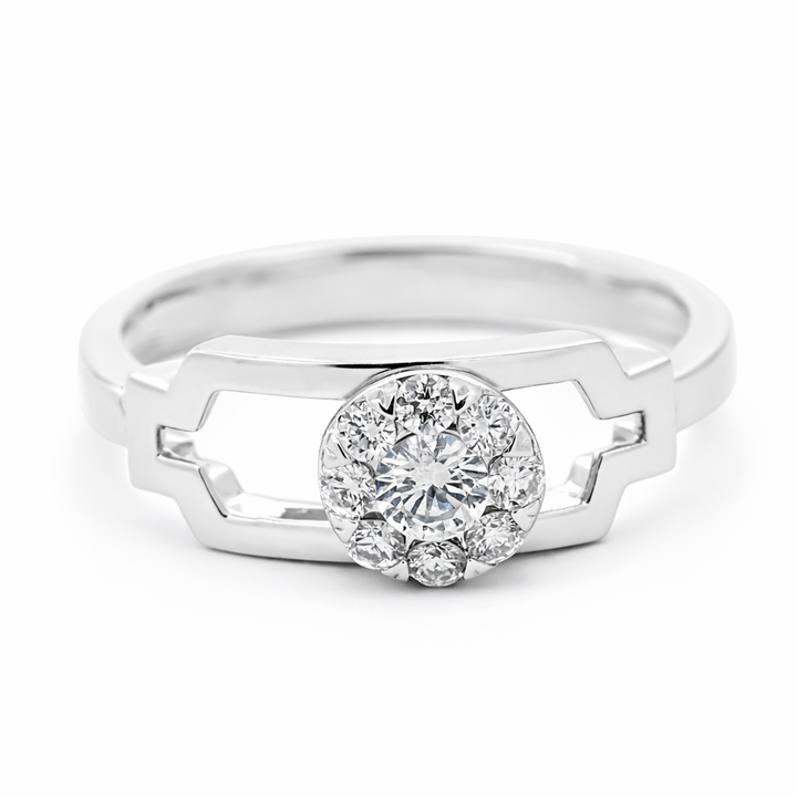 Anillo de moda deslizante de diamantes para mujer de platino 0.31ct, talla 6