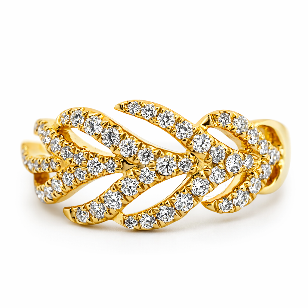 14k Yellow Gold Flame Diamond Style Ring - Fine Jewelry | Bust Down & Co