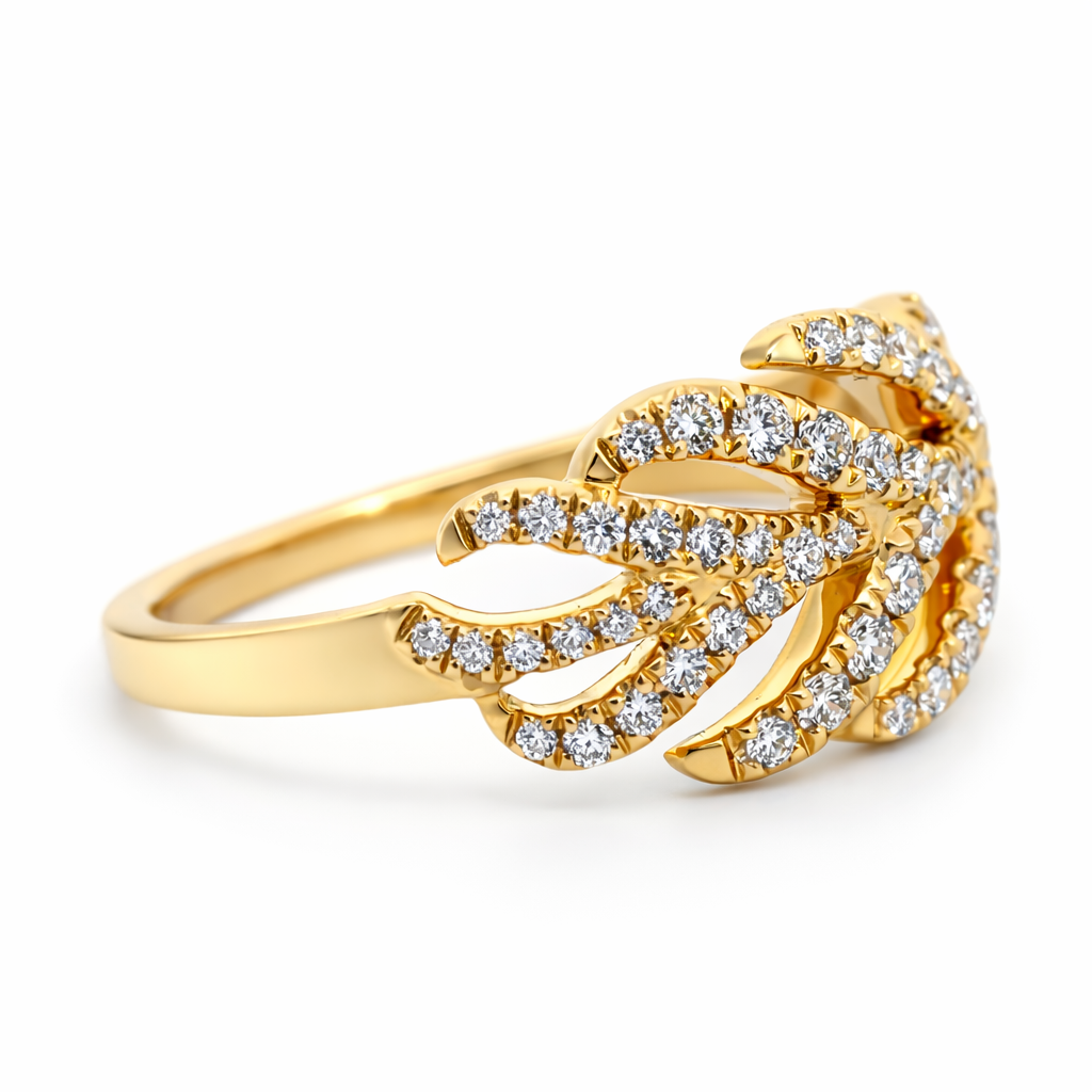 14k Yellow Gold Flame Diamond Style Ring View 2 - Fine Jewelry | Bust Down & Co
