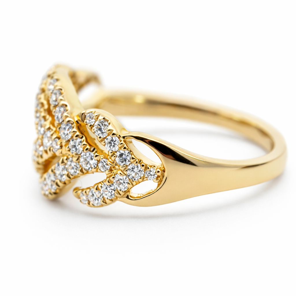 14k Yellow Gold Flame Diamond Style Ring View 4 - Fine Jewelry | Bust Down & Co