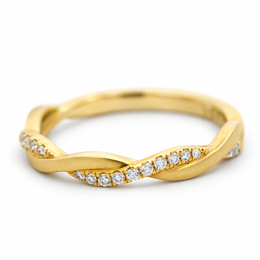 14k Yellow Gold Rope Style Dia. Ring - Fine Jewelry | Bust Down & Co