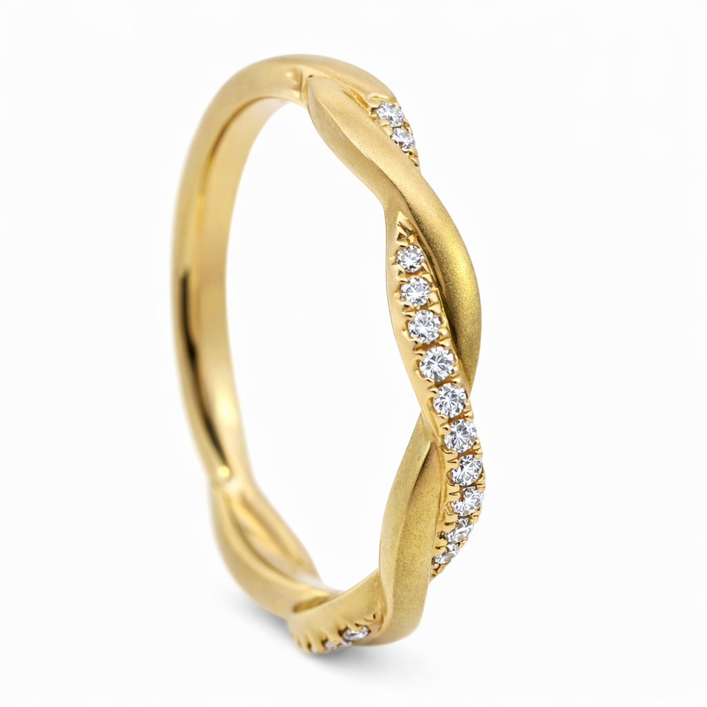 14k Yellow Gold Rope Style Dia. Ring View 3 - Fine Jewelry | Bust Down & Co
