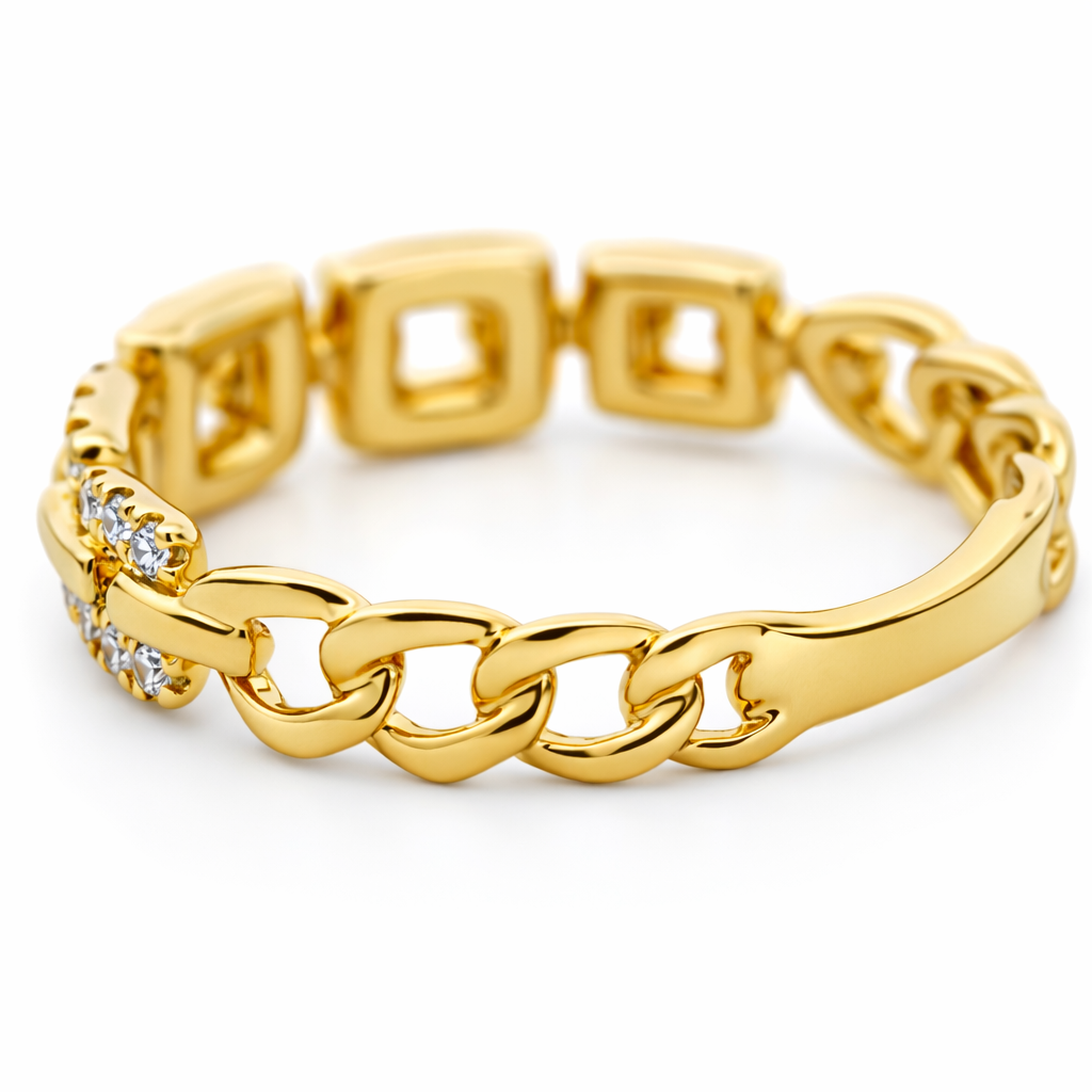 14k Yellow Gold Square Links Style Dia. Ring View 4 - Fine Jewelry | Bust Down & Co