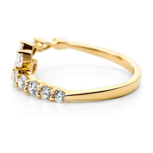 14k Yellow Gold 2-Row Diamond Open Ends Ring View 3 - Fine Jewelry | Bust Down & Co