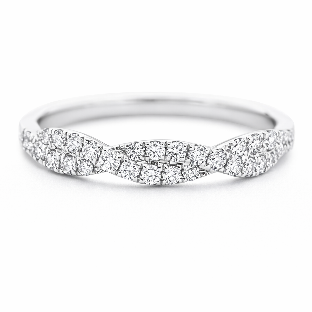 14k White Gold Rope Style Dia. Ring - Fine Jewelry | Bust Down & Co