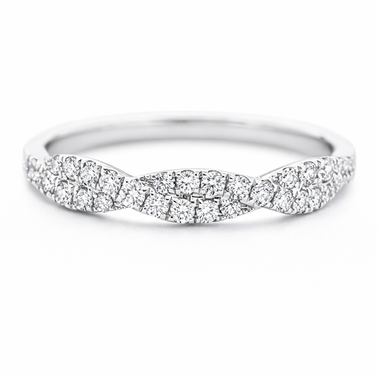 14k White Gold Rope Style Dia. Ring - Fine Jewelry | Bust Down & Co