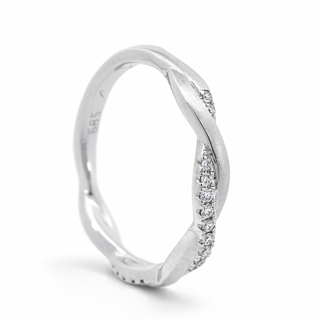 14k White Gold Rope Style Dia. Ring - Fine Jewelry | Bust Down & Co