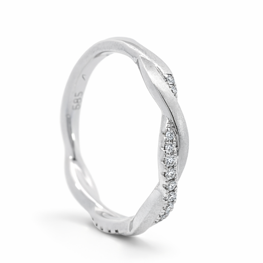 14k White Gold Rope Style Dia. Ring - Fine Jewelry | Bust Down & Co